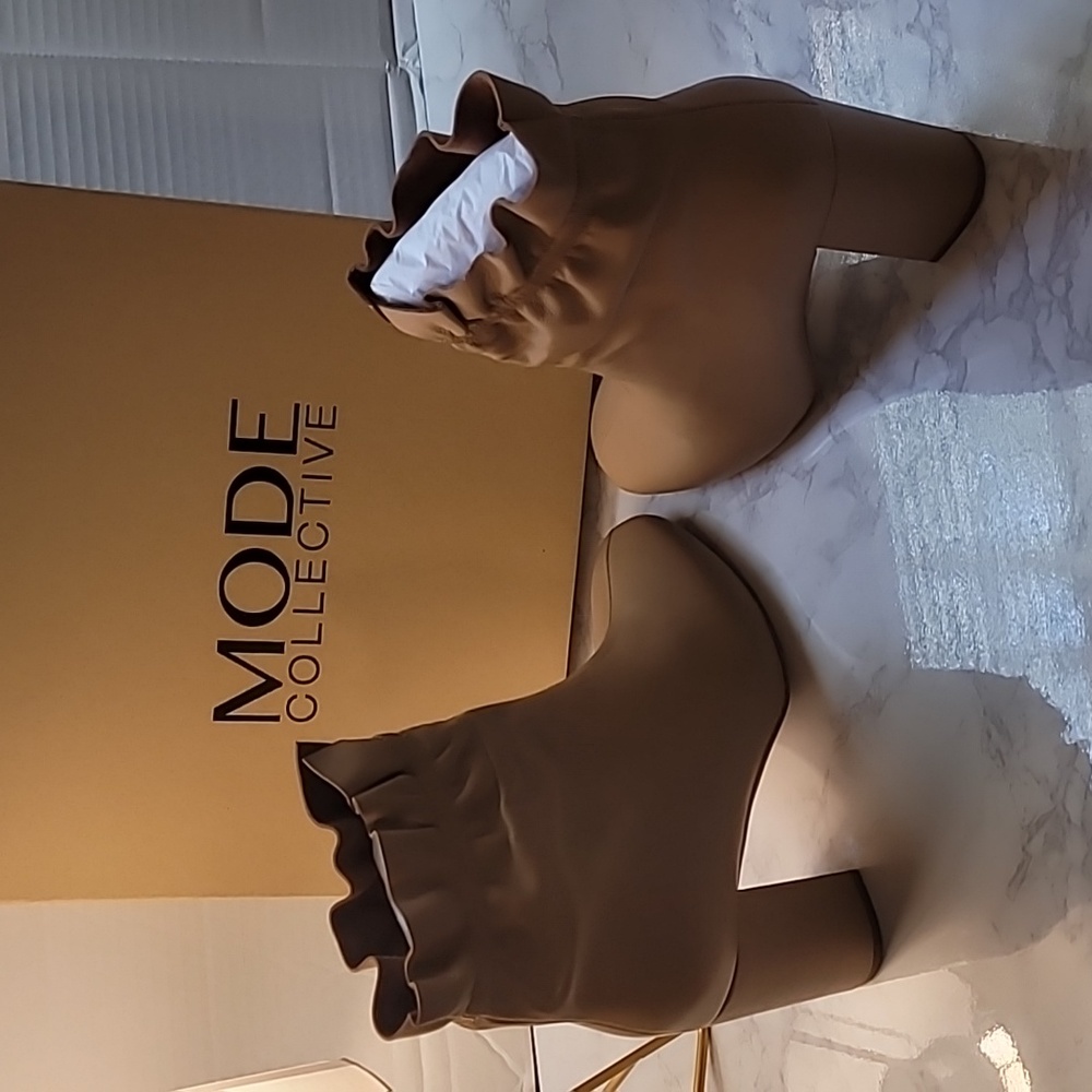 ❤️‍🔥❤️‍🔥MODE COLLECTIVE JIRA LEATHER ANKLE BOOT CAMEL NAPA SIZE 10 - Picture 6 of 12